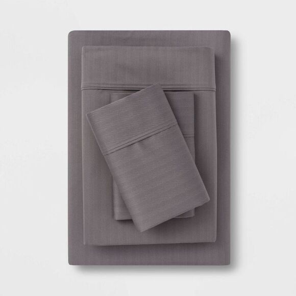 Threshold - 500TC Cotton Blend Sateen 4-Piece Sheet Gray - Picture 1 of 1